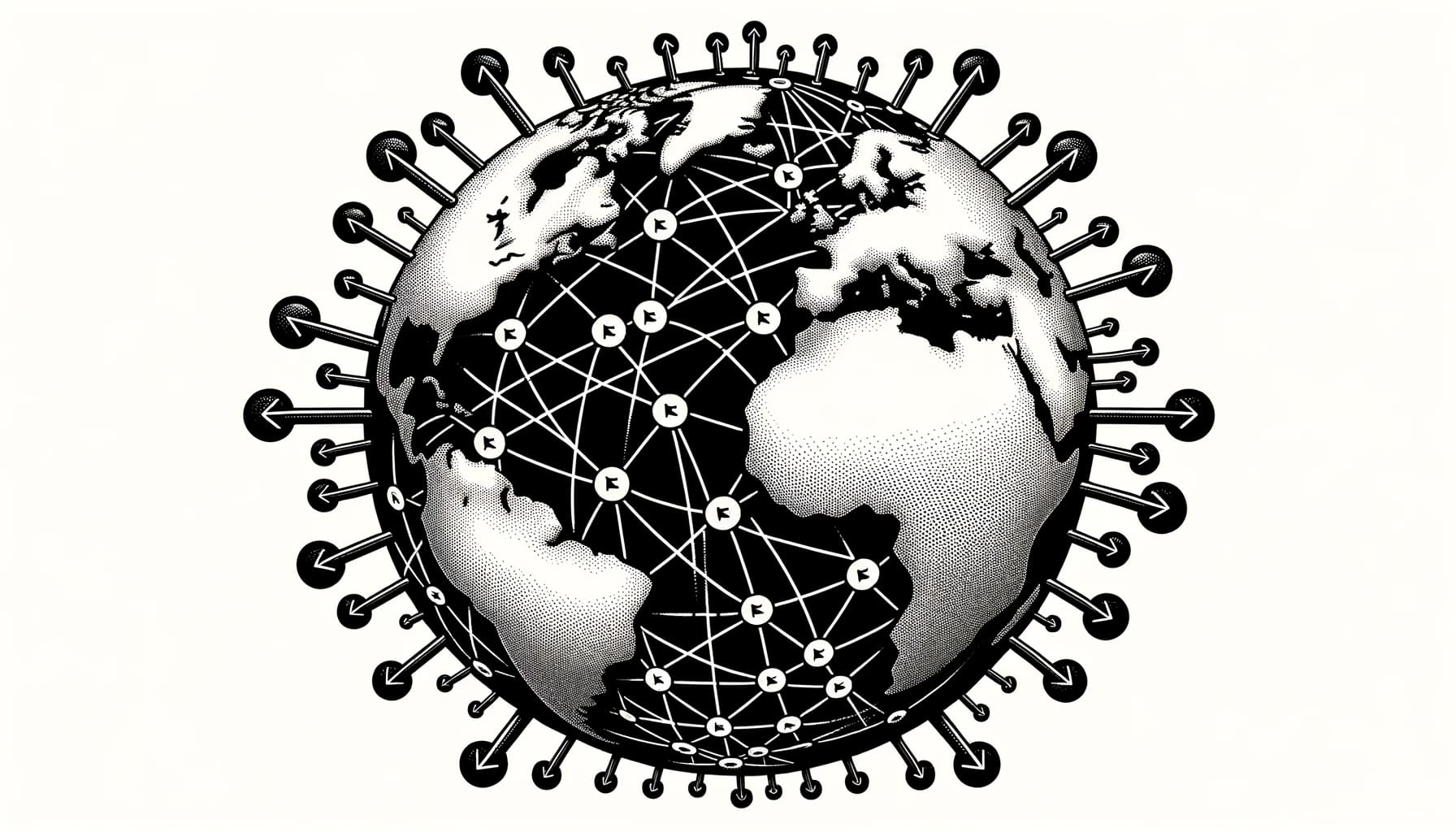 Weltkugel mit miteinander verbundenen Linkknoten